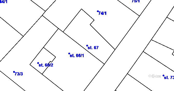 Parcela st. 67 v KÚ Pouchov, Katastrální mapa