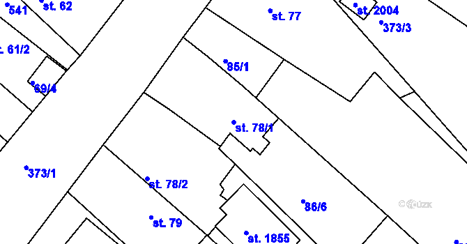 Parcela st. 78/1 v KÚ Pouchov, Katastrální mapa