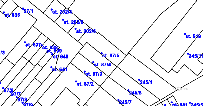 Parcela st. 87/5 v KÚ Pouchov, Katastrální mapa