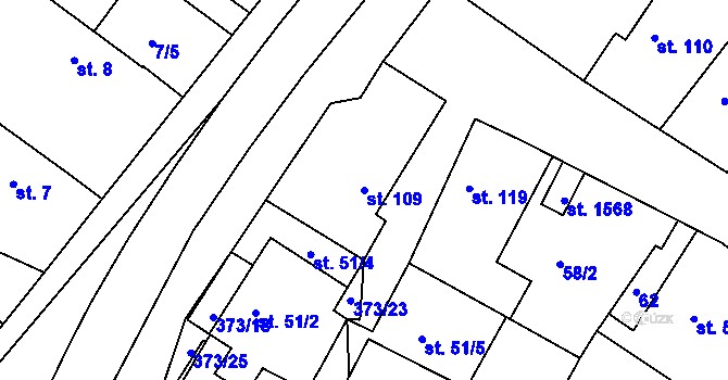 Parcela st. 109 v KÚ Pouchov, Katastrální mapa