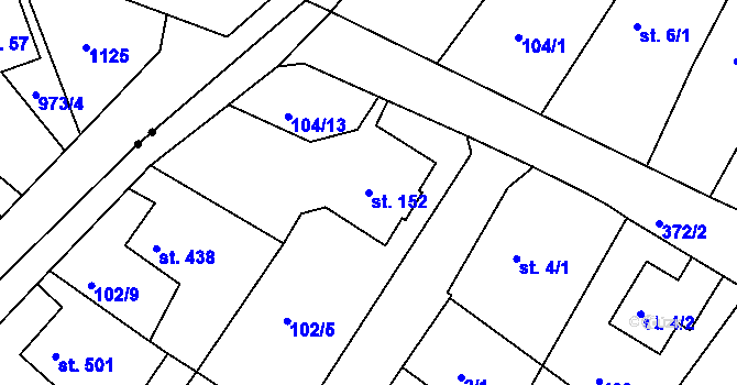 Parcela st. 152 v KÚ Pouchov, Katastrální mapa