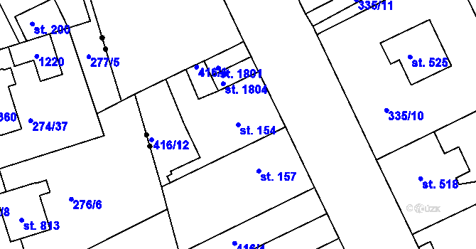 Parcela st. 154 v KÚ Pouchov, Katastrální mapa