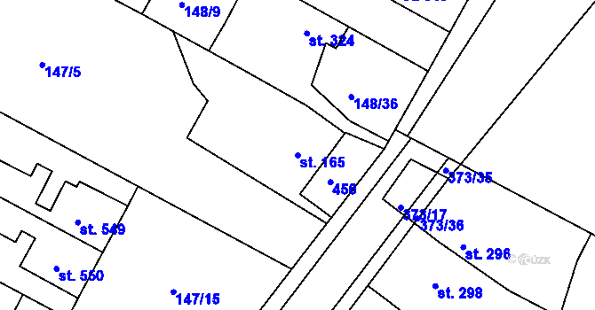 Parcela st. 165 v KÚ Pouchov, Katastrální mapa