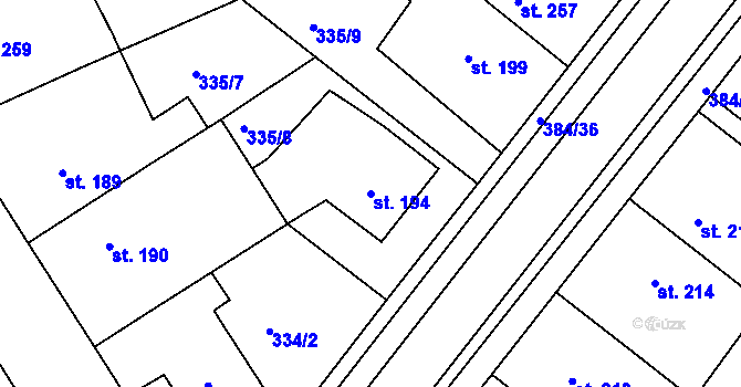 Parcela st. 194 v KÚ Pouchov, Katastrální mapa