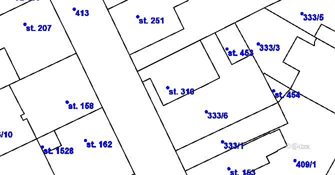 Parcela st. 310 v KÚ Pouchov, Katastrální mapa