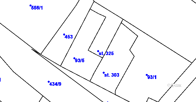 Parcela st. 325 v KÚ Pouchov, Katastrální mapa