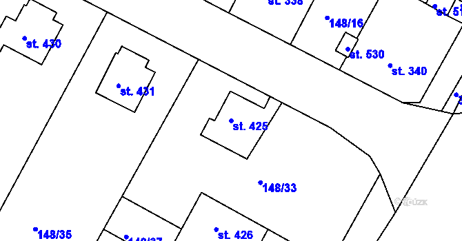 Parcela st. 425 v KÚ Pouchov, Katastrální mapa