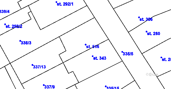 Parcela st. 516 v KÚ Pouchov, Katastrální mapa