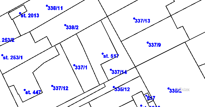 Parcela st. 517 v KÚ Pouchov, Katastrální mapa