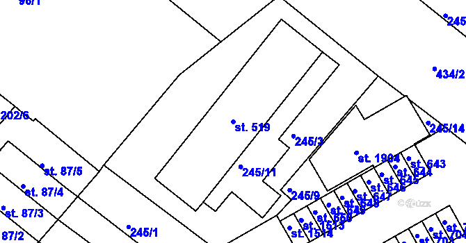 Parcela st. 519 v KÚ Pouchov, Katastrální mapa