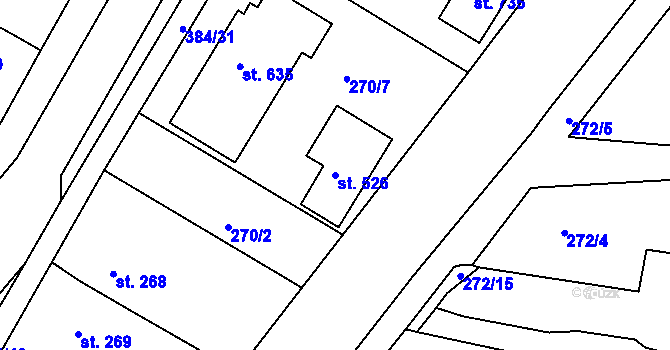 Parcela st. 526 v KÚ Pouchov, Katastrální mapa