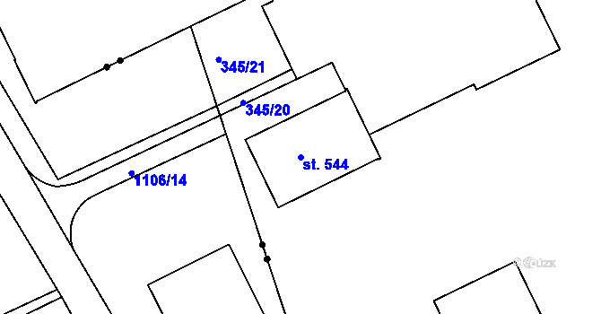 Parcela st. 544 v KÚ Pouchov, Katastrální mapa