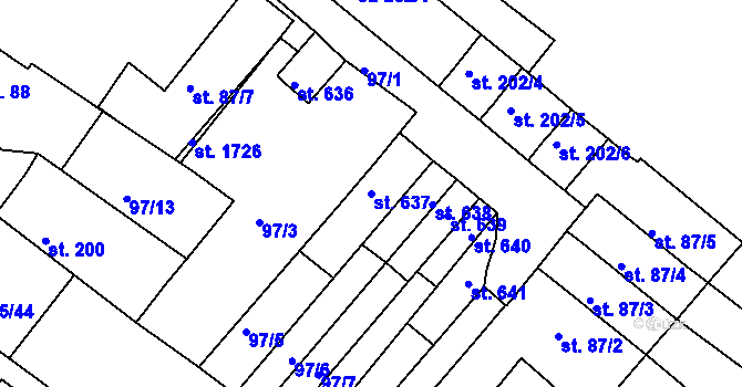 Parcela st. 637 v KÚ Pouchov, Katastrální mapa