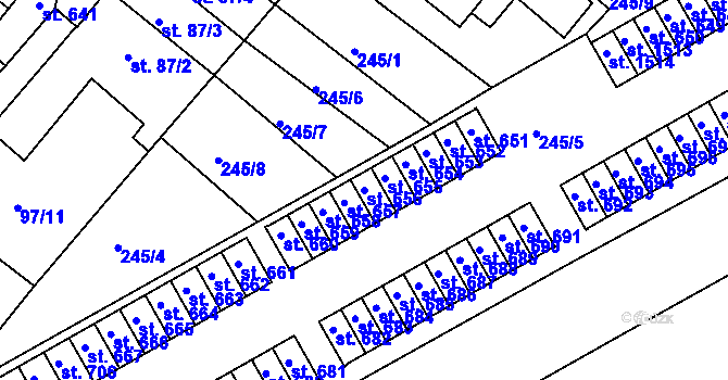 Parcela st. 656 v KÚ Pouchov, Katastrální mapa