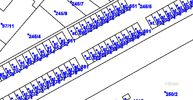 Parcela st. 684 v KÚ Pouchov, Katastrální mapa