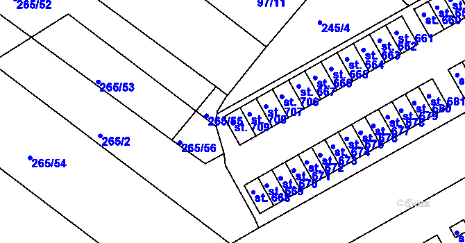 Parcela st. 709 v KÚ Pouchov, Katastrální mapa