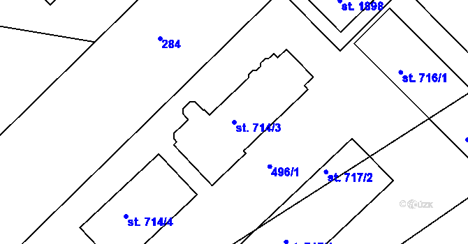 Parcela st. 714/3 v KÚ Pouchov, Katastrální mapa