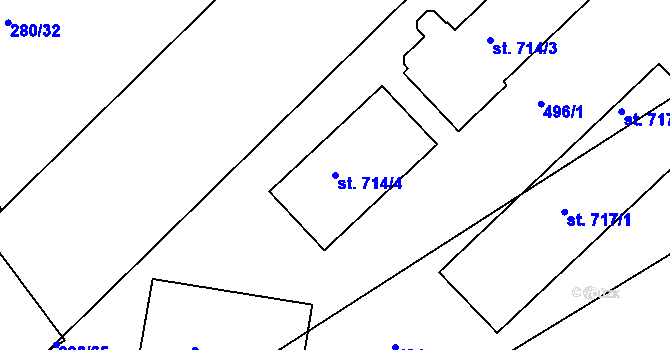Parcela st. 714/4 v KÚ Pouchov, Katastrální mapa