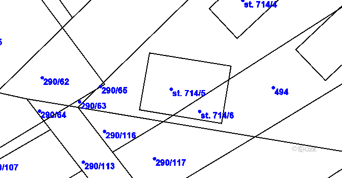 Parcela st. 714/5 v KÚ Pouchov, Katastrální mapa