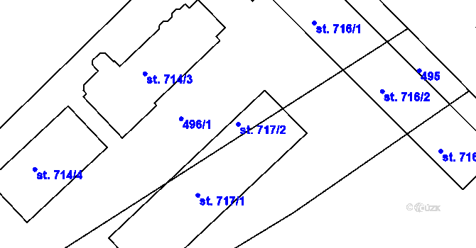 Parcela st. 717/2 v KÚ Pouchov, Katastrální mapa