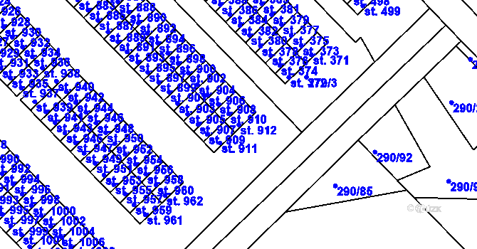 Parcela st. 912 v KÚ Pouchov, Katastrální mapa