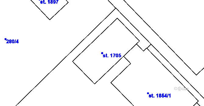 Parcela st. 1705 v KÚ Pouchov, Katastrální mapa