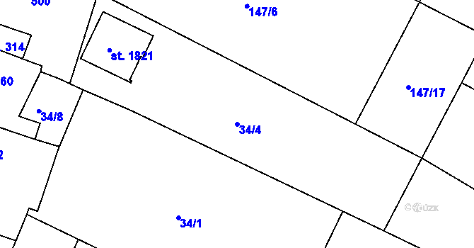 Parcela st. 34/4 v KÚ Pouchov, Katastrální mapa