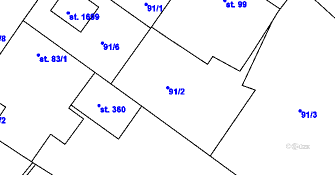 Parcela st. 91/2 v KÚ Pouchov, Katastrální mapa