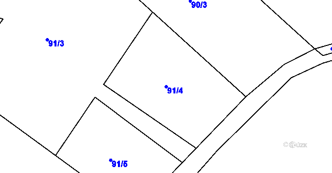Parcela st. 91/4 v KÚ Pouchov, Katastrální mapa