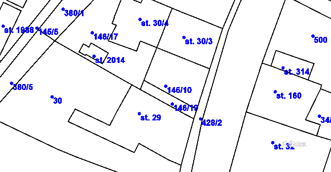 Parcela st. 146/10 v KÚ Pouchov, Katastrální mapa
