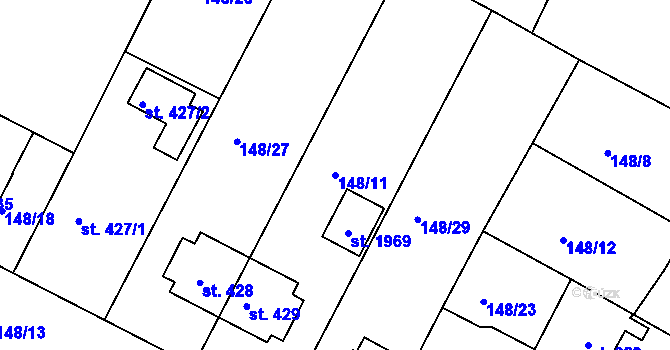 Parcela st. 148/11 v KÚ Pouchov, Katastrální mapa
