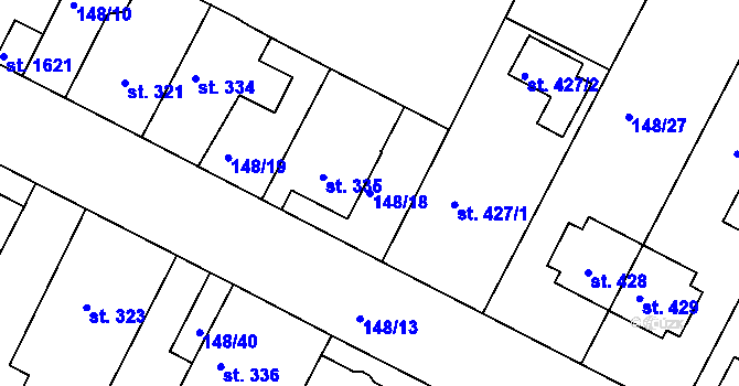 Parcela st. 148/18 v KÚ Pouchov, Katastrální mapa