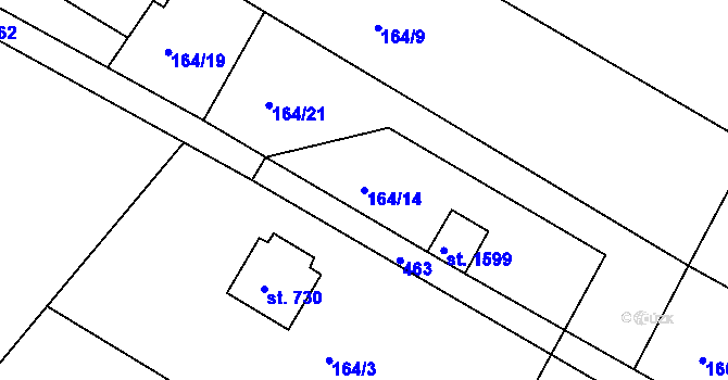 Parcela st. 164/14 v KÚ Pouchov, Katastrální mapa