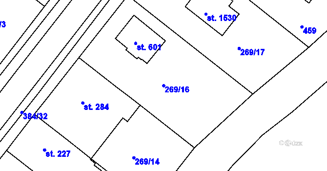 Parcela st. 269/16 v KÚ Pouchov, Katastrální mapa