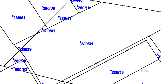 Parcela st. 280/31 v KÚ Pouchov, Katastrální mapa