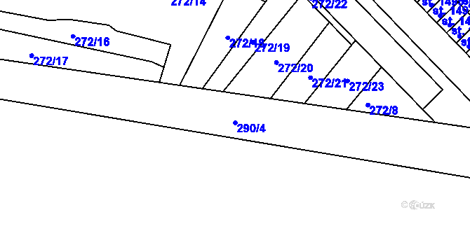 Parcela st. 290/4 v KÚ Pouchov, Katastrální mapa