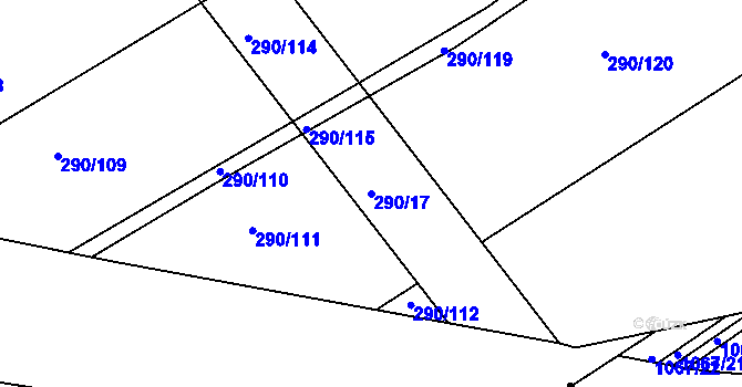 Parcela st. 290/17 v KÚ Pouchov, Katastrální mapa