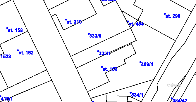 Parcela st. 333/1 v KÚ Pouchov, Katastrální mapa