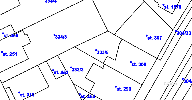 Parcela st. 333/5 v KÚ Pouchov, Katastrální mapa