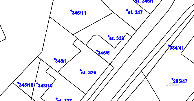 Parcela st. 345/6 v KÚ Pouchov, Katastrální mapa
