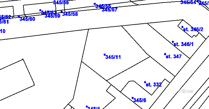 Parcela st. 345/11 v KÚ Pouchov, Katastrální mapa