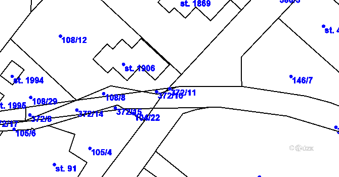 Parcela st. 372/11 v KÚ Pouchov, Katastrální mapa