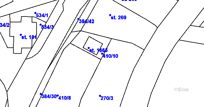 Parcela st. 410/10 v KÚ Pouchov, Katastrální mapa