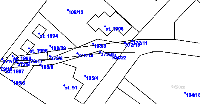 Parcela st. 372/15 v KÚ Pouchov, Katastrální mapa