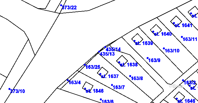 Parcela st. 435/13 v KÚ Pouchov, Katastrální mapa