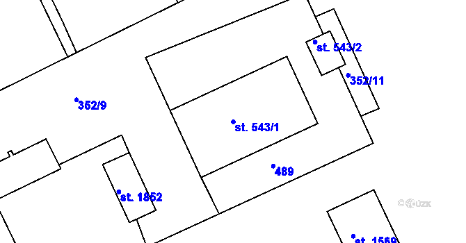 Parcela st. 543/1 v KÚ Pouchov, Katastrální mapa