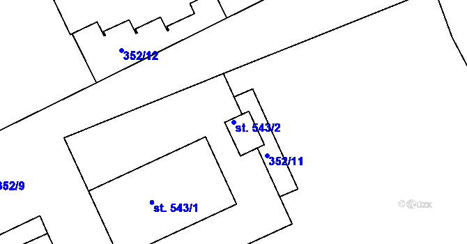 Parcela st. 543/2 v KÚ Pouchov, Katastrální mapa