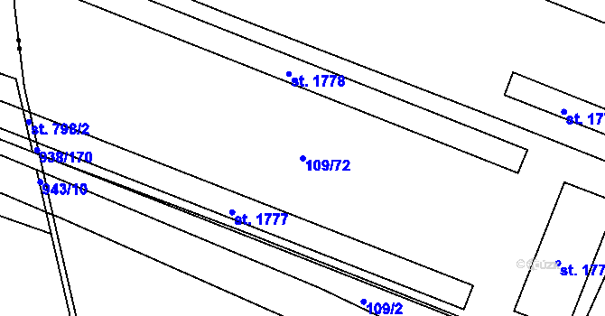 Parcela st. 109/72 v KÚ Pouchov, Katastrální mapa