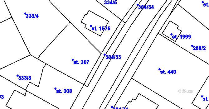 Parcela st. 384/33 v KÚ Pouchov, Katastrální mapa