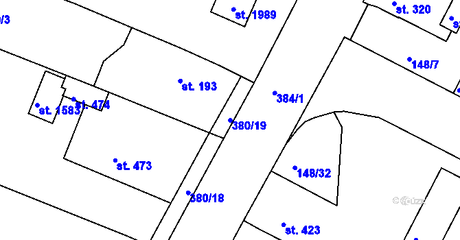 Parcela st. 380/19 v KÚ Pouchov, Katastrální mapa
